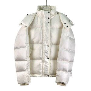 Louis Vuitton Womens White Monogram Down Puffer Jacket Size 34 XXS Made In Italy